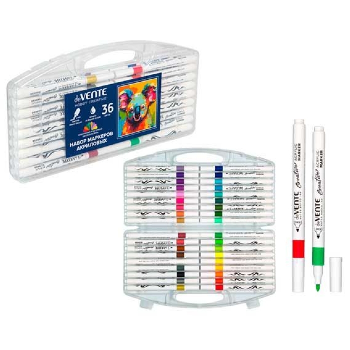 Набор маркеров акриловых "Hobby creative. Classic&Pastel" 36 цветов, круглый корпус, пулевидный