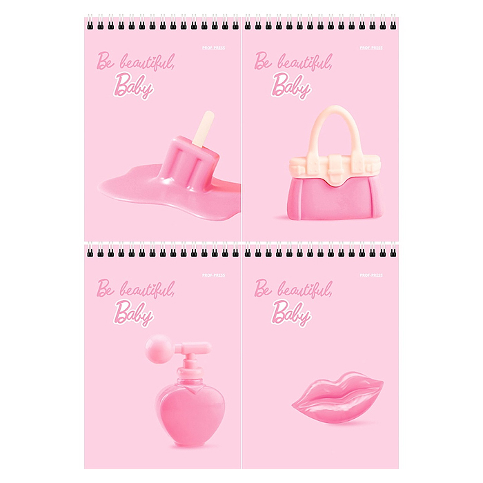 Блокнот 40л. А6 на гребне "BE BEAUTIFUL" ассорти, цвет.мелов.обл, офсет, клетка