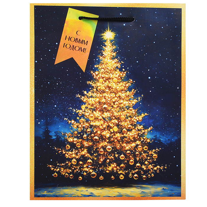 Бумажный пакет для сувенирной продукции с ламинацией, с шириной основания 17,8 cм.