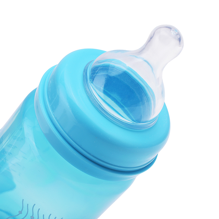 Бутылочка широкое горло "Цветные" с силиконой соской без ручек 250 мл