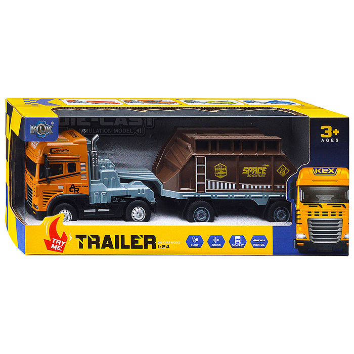Машина KLX800-270 "Трейлер перевозчик" (свет, звук) в коробке