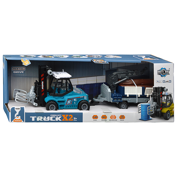 Машина KLX900-59 "Погрузчик" с краном (свет, звук) в коробке