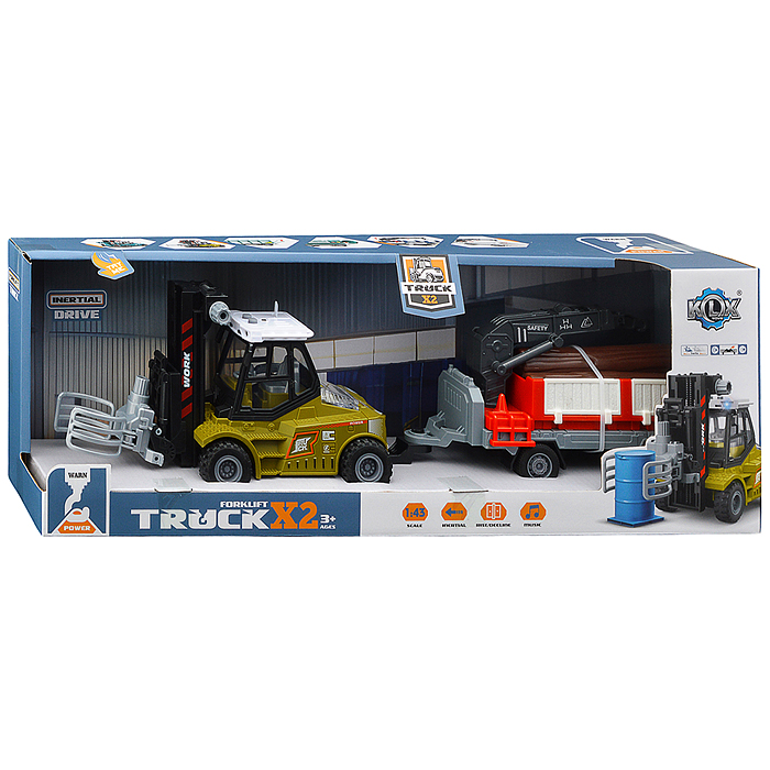 Машина KLX900-59 "Погрузчик" с краном (свет, звук) в коробке