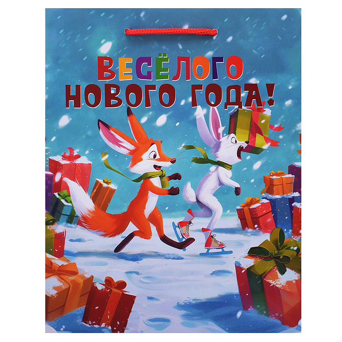 Бумажный пакет для сувенирной продукции с ламинацией, с шириной основания 17,8 cм.