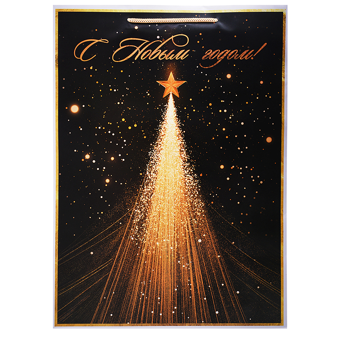 Бумажный пакет для сувенирной продукции с ламинацией, с шириной основания 33 cм.