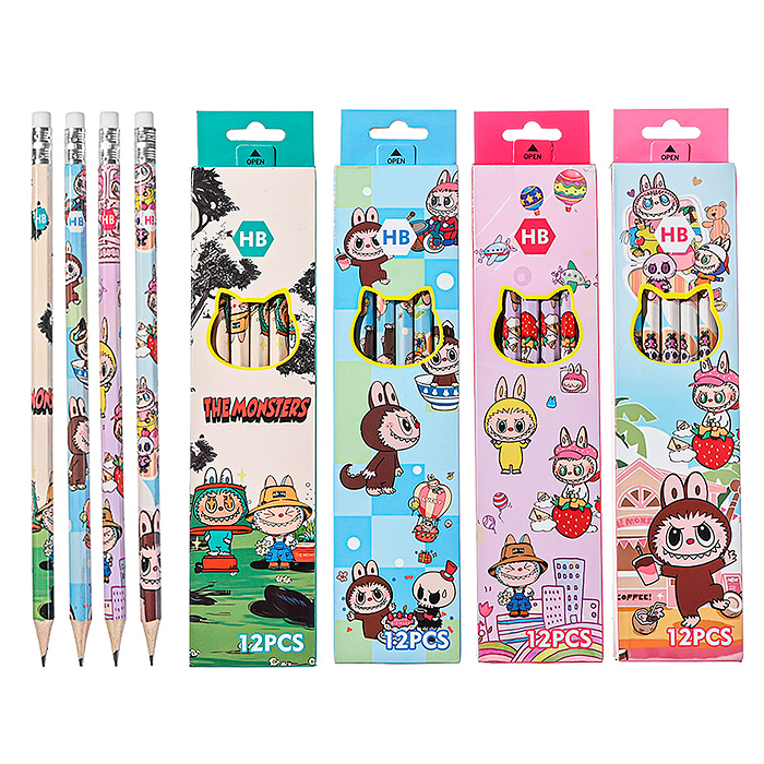 Карандаш чернографитный деревянный "Зубастик" НВ, с ластиком