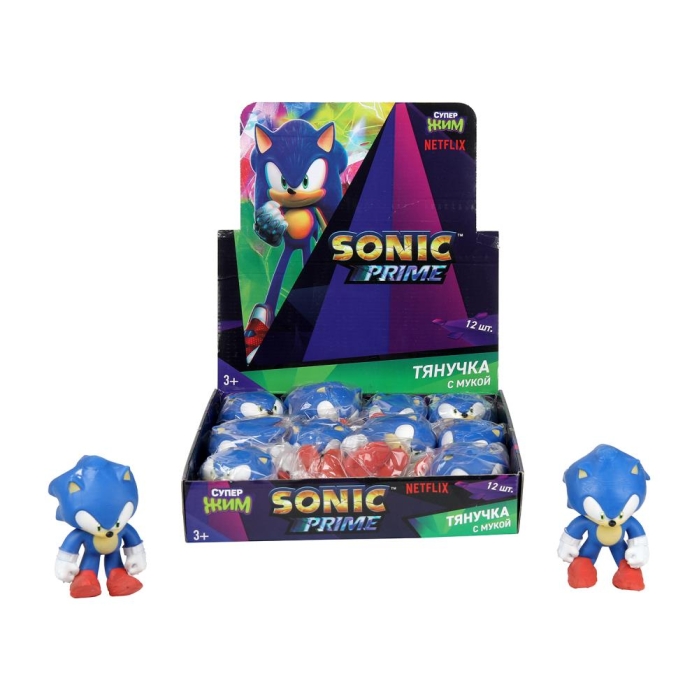 Антистресс тянучка "Дисплей Sonic" с мукой, Супер Жим Антистресс тянучка "Дисплей Sonic" с мукой, Супер Жим