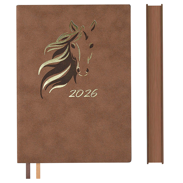 Ежедневник датированный 2026 Escalada, А5, 176 л., Замша бежевый