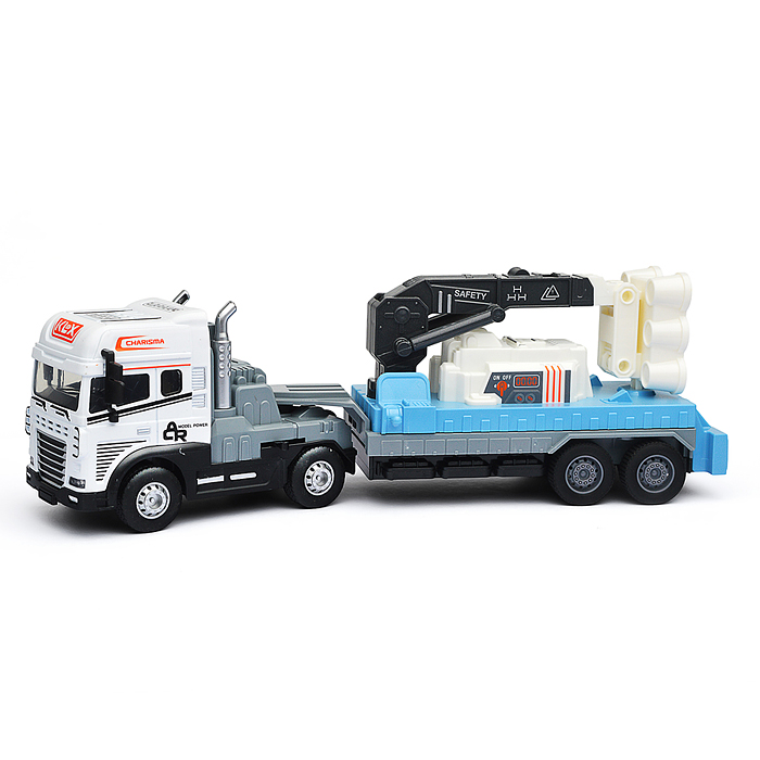 Машина KLX800-277 "Тягач с прицепом и прожекторами на манипуляторе" (свет, звук) в коробке