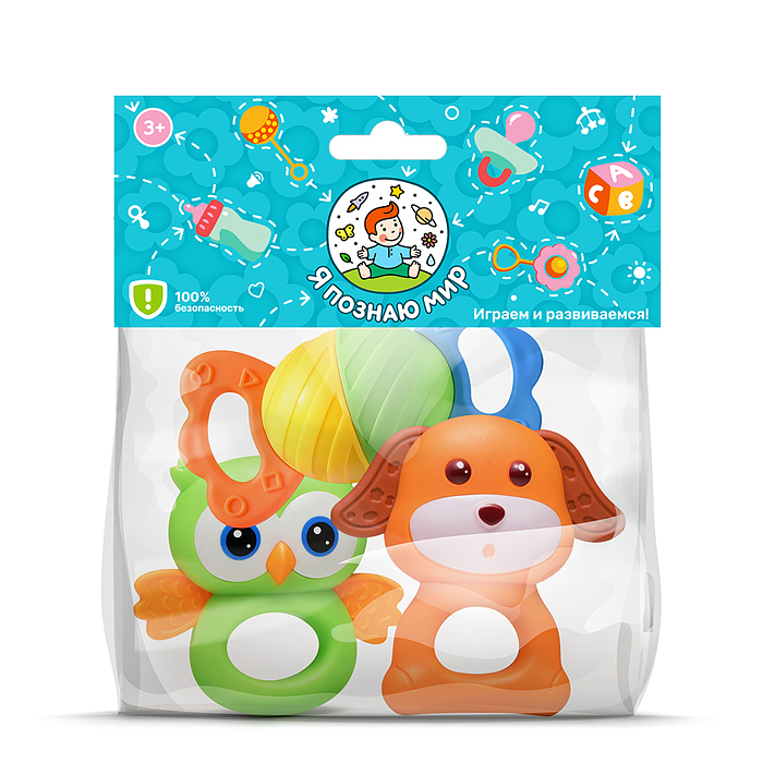 Набор погремушек Y0108 "Забавные зверята" в пакете