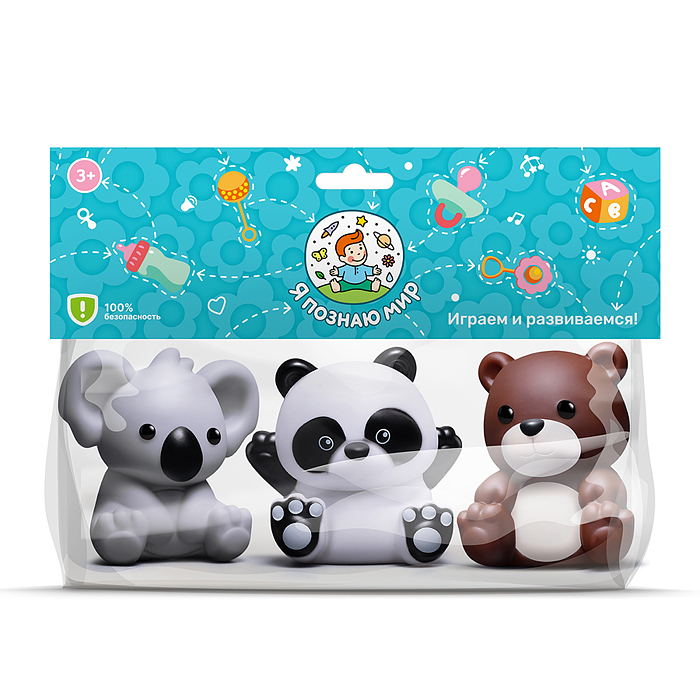 Набор игрушек для купания Y0126 "Пандочка, мишка и коала" в пакете