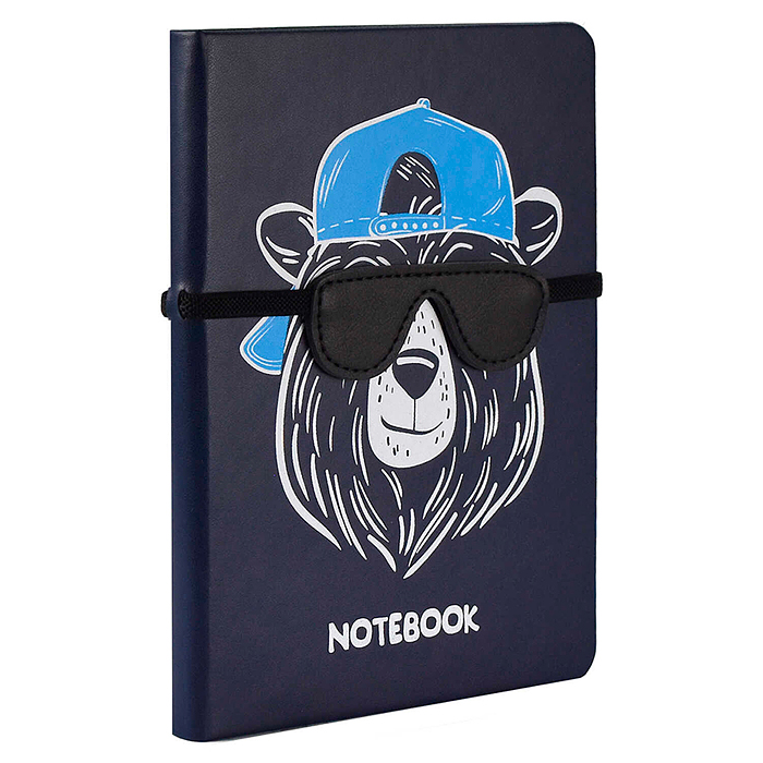 Записная книжка А6+ "Медведь" кожзам: 126x174 мм, твёрдый переплёт