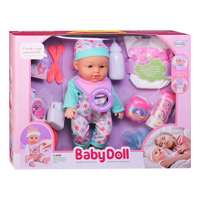 Пупс с аксессуарами L-2403E "Счастливый малыш" (пьёт, писает) в коробке