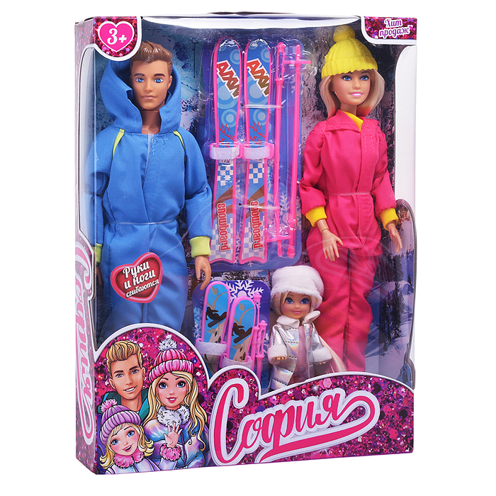 Фото к товару Набор кукол София, Алекс, дочь (руки и ноги сгиб.) Набор кукол София, Алекс, дочь (руки и ноги сгиб.)