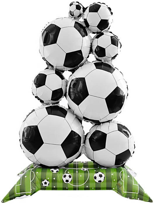 Шар 3D (39''/99 см) Фигура на подставке, Футбольные мячи, 1 шт. в уп.