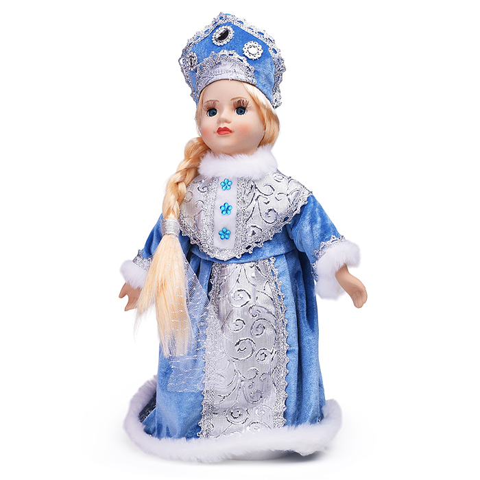 Кукла декоративная Снегурочка, на опоре, тело, руки и ноги-мягконабивные, голова и кисти-керамически