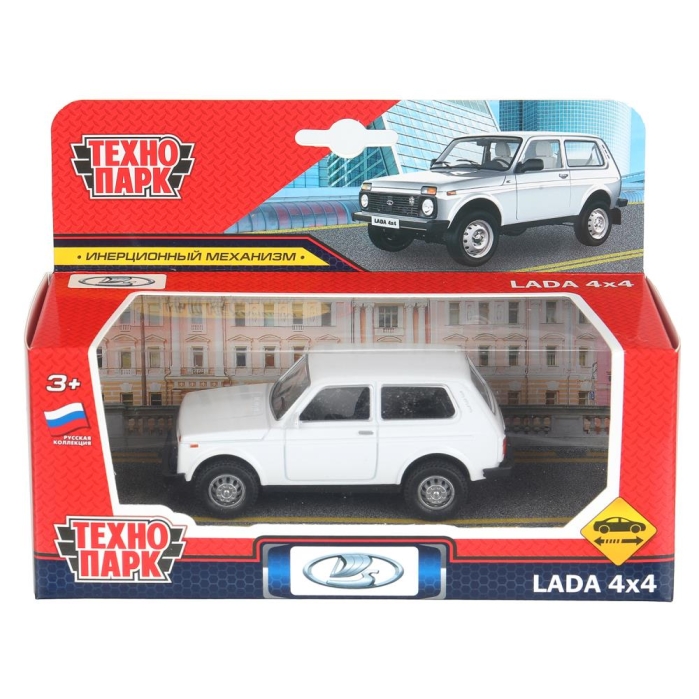Машина металл LADA 4x4 длина 10 см, инерц, белый