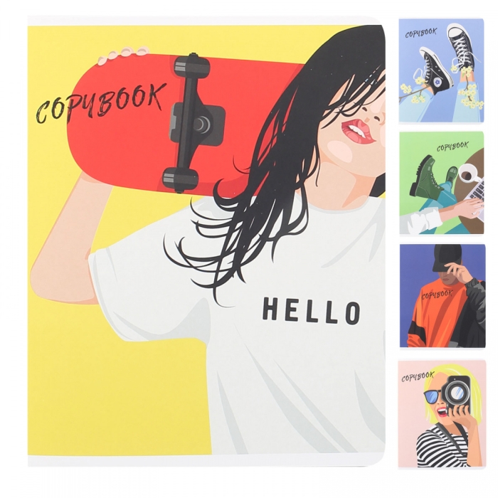 Тетрадь 48л. клетка "Элементы стиля" мягкий переплёт (2 скобы), мелованный картон 190г/м2