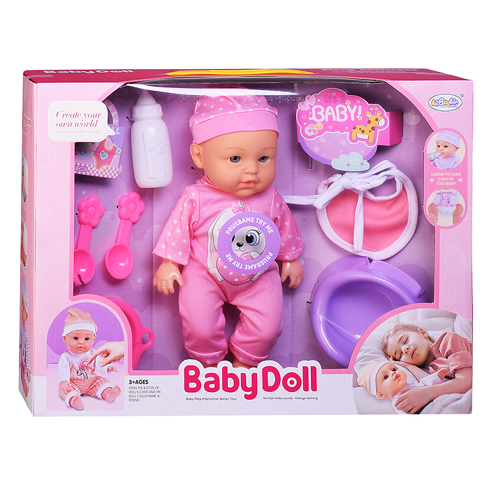 Пупс L-2403I "Хорошенькая Мила" (пьёт, писает) с аксессуарами, в коробке