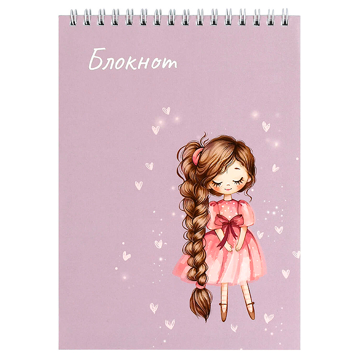 Блокнот А5, 60 л, "Девочка с косой" 