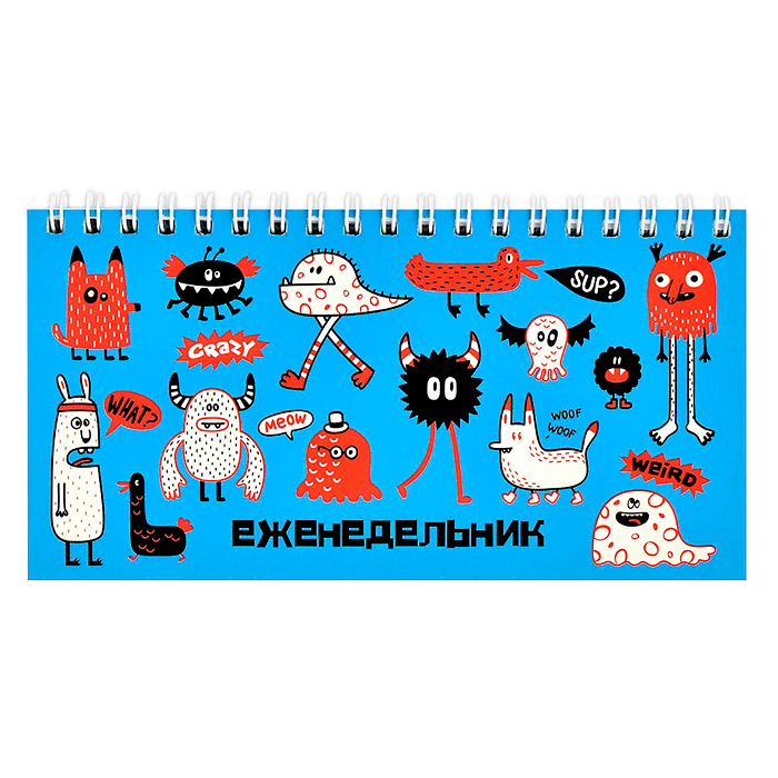 Еженедельник недатированный 64л. "Монстрики" 165х85 мм, мягкий переплёт, полноцв. печать
