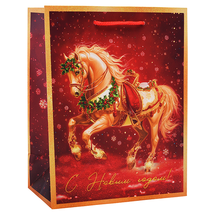 Бумажный пакет для сувенирной продукции с ламинацией, с шириной основания 17,8 cм.