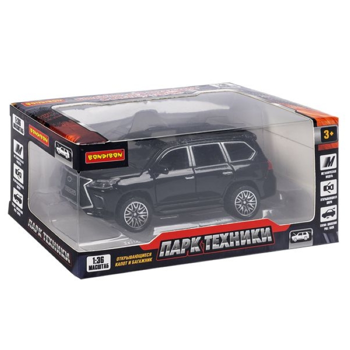 Машина метал. инерционная, М1:36, 4 открыв. двери "Парк Техники" джип черный