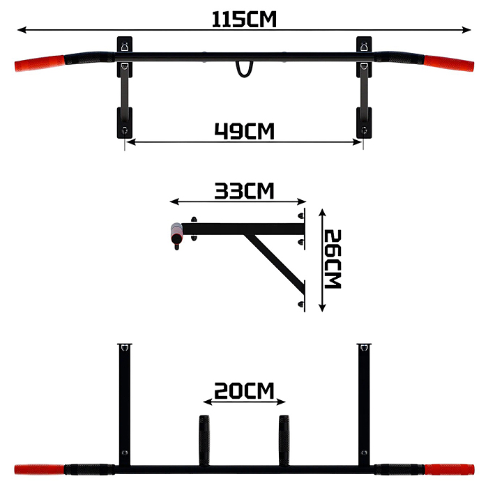 Турник настенный Aktiv 115см. с узким хватом черный разборный