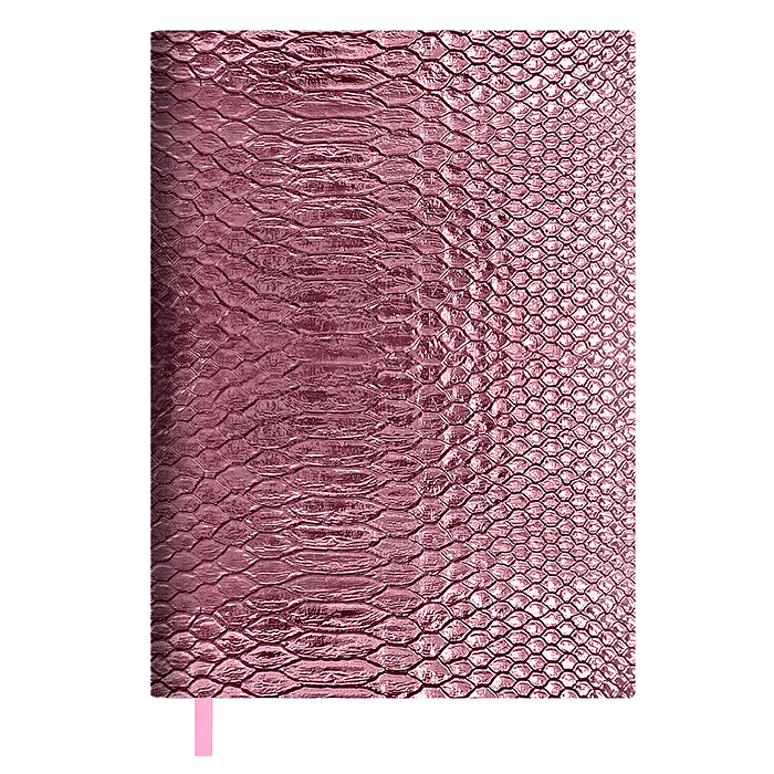 Ежедневник недатированный Escalada, А6+, 160 л., Анаконда металлик розовая