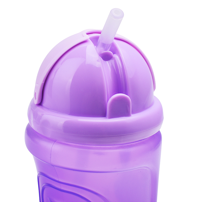 Поильник-непроливайка с силиконовой трубочкой, без ручек "Зайка" фиолетовый, 400 мл, 12+,