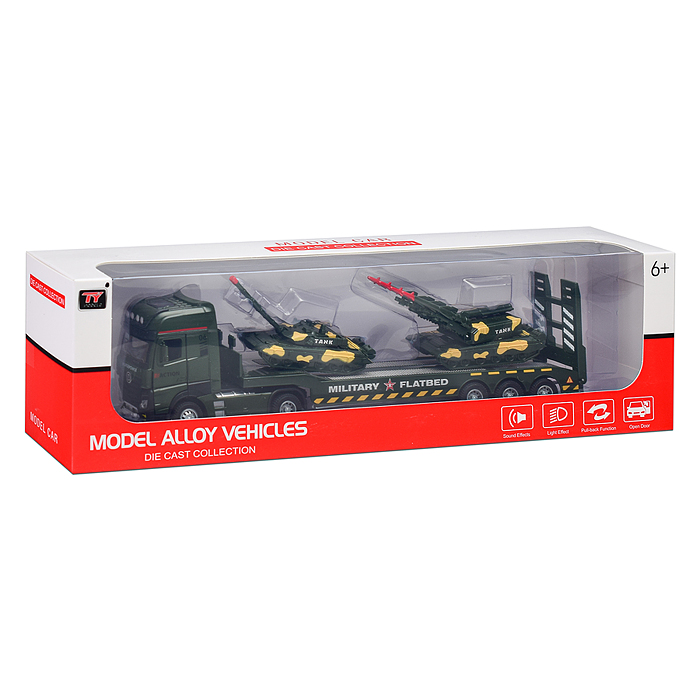 Фото к товару Автовоз 8615B "Военный" с танками, в коробке Автовоз 8615B "Военный" с танками, в коробке