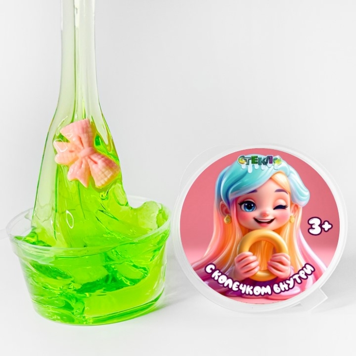 Слайм "Стекло" Зеленый с колечком, 50 гр