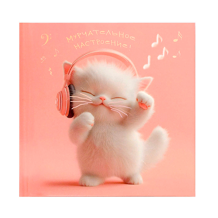 Блокноты "Notebook" 105х105 мм, 48 л, "Котенок-меломан" 