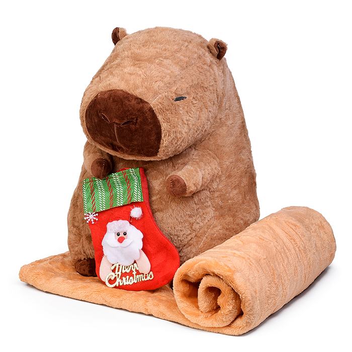 Мягкая игрушка "Капибара" М1565 с пледом (110х160) Мягкая игрушка "Капибара" М1565 с пледом (110х160)