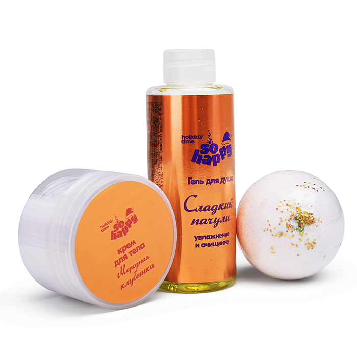 Набор бурлящих шаров "So Happy holiday time" 370г Снежная клубника