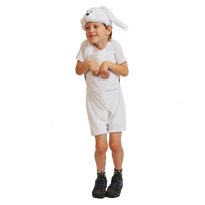 Изделие швейное "Набор карнавальный "Зайчик белый" ткань-плюш (рост 92-122)