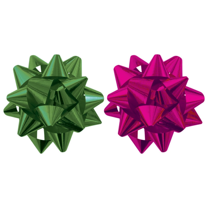 Набор из 2-х металлизированных бантов-звезд (малых) для праздничной упаковки