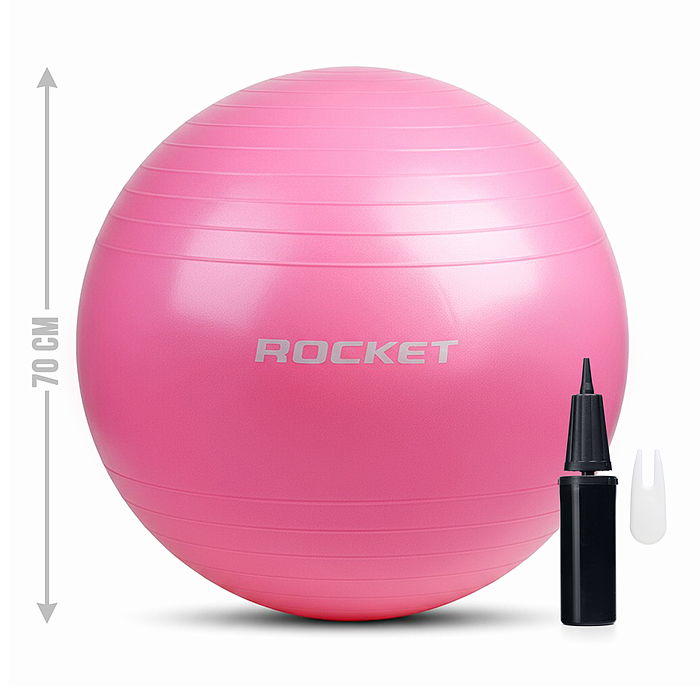 Фитбол 70см ROCKET R0218 Антивзрыв, цвет розовый (70-75см1000г)