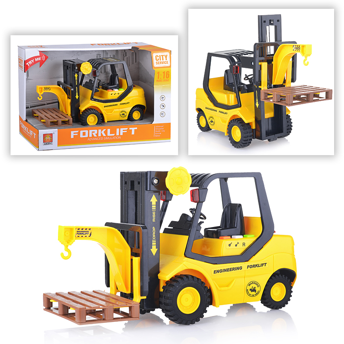 Машина WY690A "Погрузчик" 1:16 (свет, звук) в коробке (желтый)