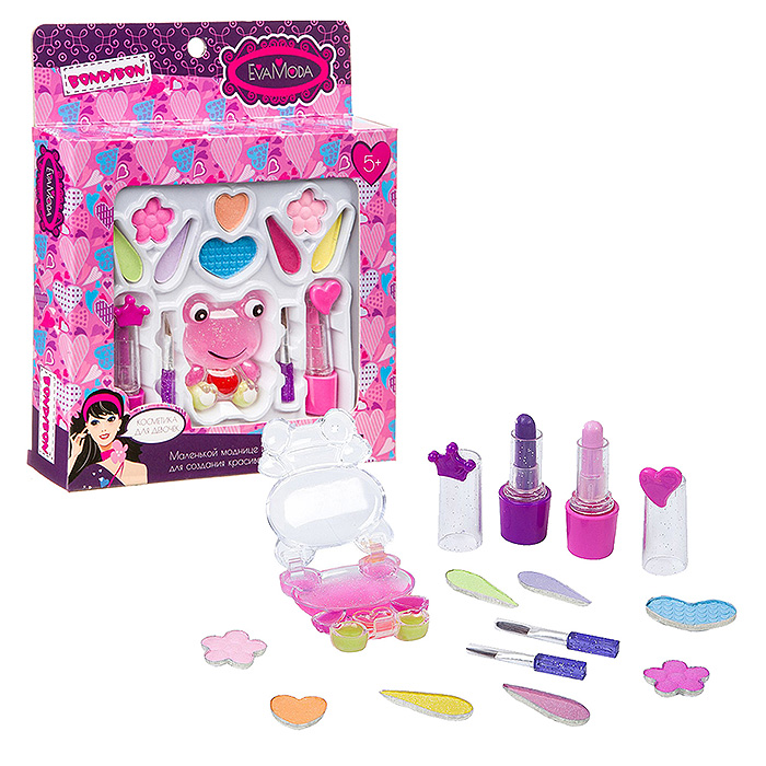 Набор детской декор. косметики Eva Moda, ВОХ 22х18х3см, тени для век (8 оттенков; 5,7г)