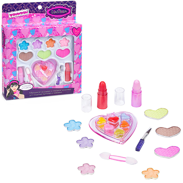 Набор детской декор. косметики Eva Moda, ВОХ 22х18х3см, тени для век 7 оттенков; 5,6г