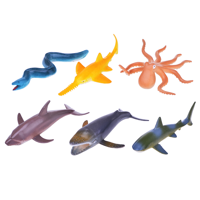 Набор Морских животных 6 шт х 10 см. в упаковке ПВХ с хедером
