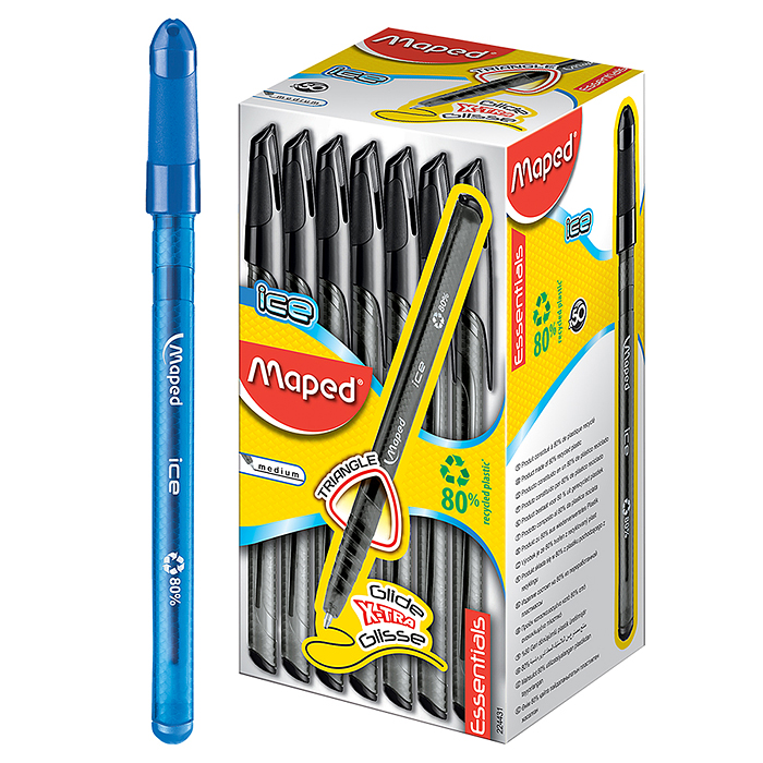 Ручка шариковая масляная "Green Ice", корпус прозр, трехгран, 0,6мм, черная