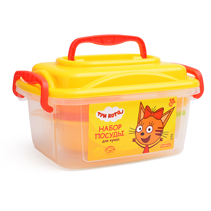 Набор посуды для кукол "Три кота" (20 элементов) (в контейнере)