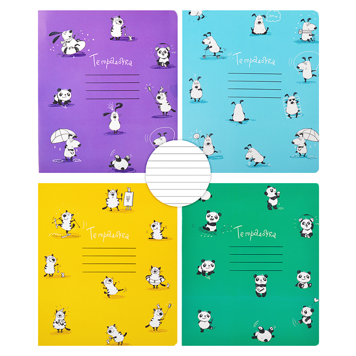 Тетрадь 12л. линия А5 "Зверята ребятам," стандарт 