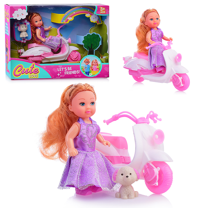 Кукла SM022-3 "Эвелин" с мотоциклом и питомцем, в коробке Кукла SM022-3 "Эвелин" с мотоциклом и питомцем, в коробке