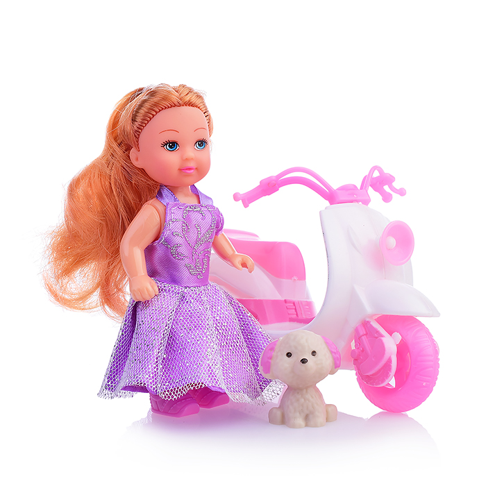 Фото к товару Кукла SM022-3 "Эвелин" с мотоциклом и питомцем, в коробке Кукла SM022-3 "Эвелин" с мотоциклом и питомцем, в коробке