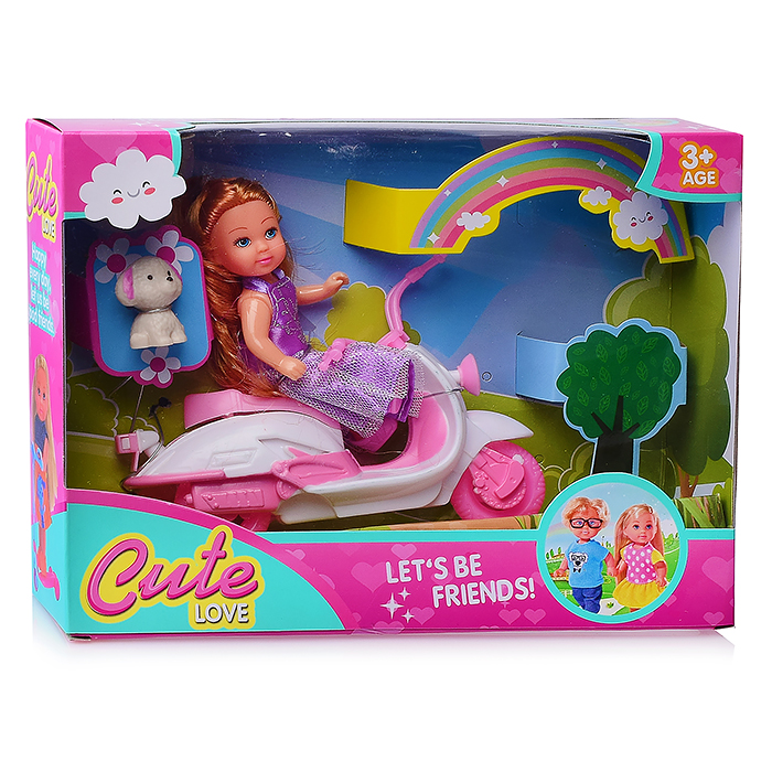 Фото к товару Кукла SM022-3 "Эвелин" с мотоциклом и питомцем, в коробке Кукла SM022-3 "Эвелин" с мотоциклом и питомцем, в коробке