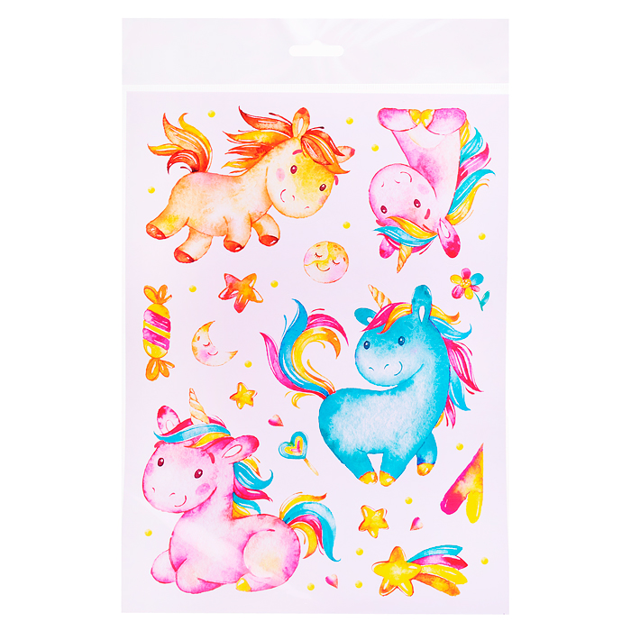Декоративные наклейки. Единорожки (21х29 см)