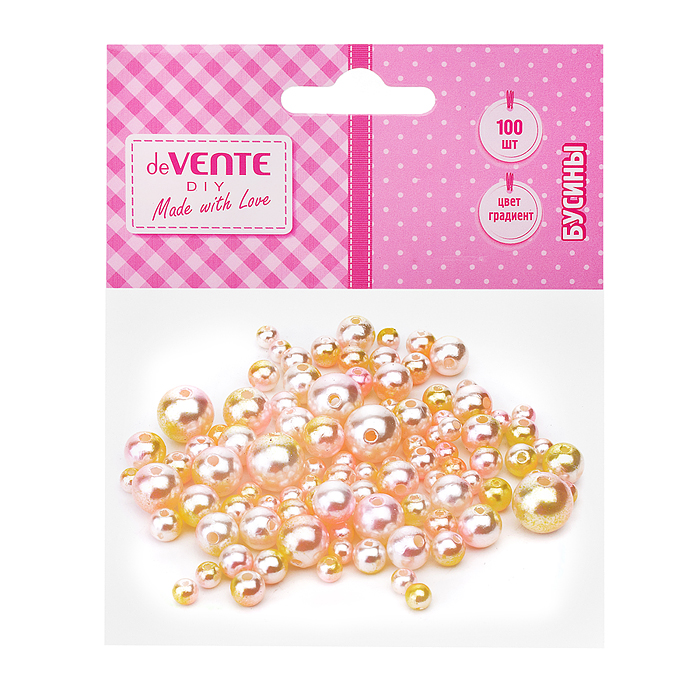 Бусины декоративные перламутровые "Pink Dream" пластиковые, 100 шт, в пластиковом пакете с 